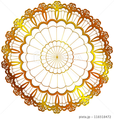 ゴールドの可愛い花型のレースのイラスト 118318472