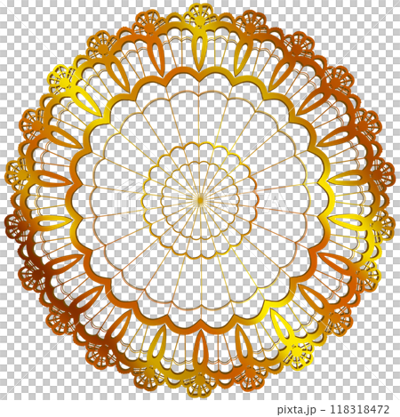 ゴールドの可愛い花型のレースのイラスト 118318472