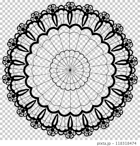 黒い可愛い花型のレースのイラスト 118318474