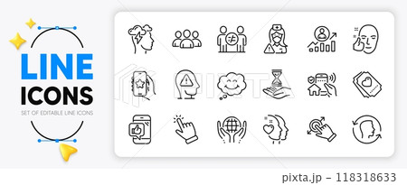 House security, Smile and Organic tested line icons set for app include Mental health, Heart, Mindfulness stress outline thin icon. Touchscreen gesture, Career ladder. Vector House security, Smile and Organic tested line icons set for app include Mental health, Heart, Mindfulness stress outline thin icon. Touchscreen gesture, Career ladder. Vector 118318633