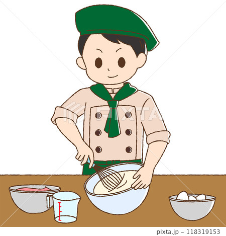 かわいいタッチの男性パティシエ かわいいタッチの男性パティシエ 118319153