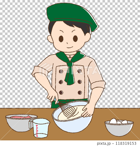 かわいいタッチの男性パティシエ かわいいタッチの男性パティシエ 118319153