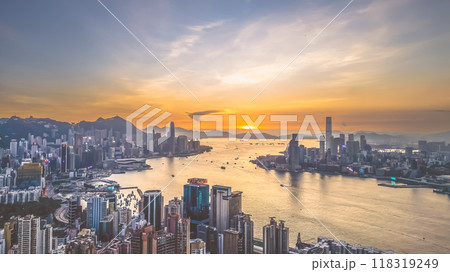 the panorama with Victoria harbor at hong kong Sept 1 2024 118319249