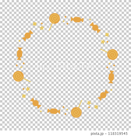 ハロウィンのサークルフレーム　イラスト素材　オレンジ 118319545