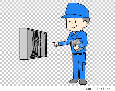 Illustration of a worker inspecting electrical equipment Illustration of a worker inspecting electrical equipment 118319721