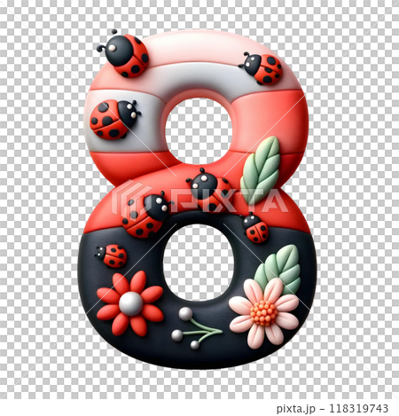 3d red number eight  118319743