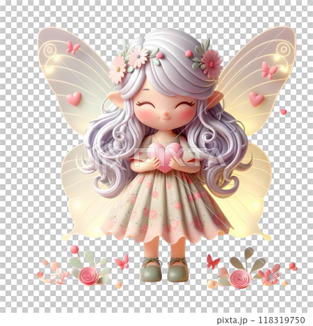 3d cute fairy with heart 118319750