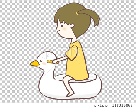 Illustration of a girl sitting on a potty 118319863