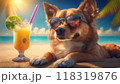 ビーチでくつろぐパリピ犬 ビーチでくつろぐパリピ犬 118319876