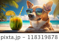 夏のビーチでココナッツジュースを頼むパリピ犬 夏のビーチでココナッツジュースを頼むパリピ犬 118319878