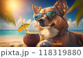 常夏のビーチで日焼けするパリピ犬(ココナツジュース) 常夏のビーチで日焼けするパリピ犬(ココナツジュース) 118319880