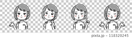 女性リハビリスタッフの説明イラスト_01 118320245