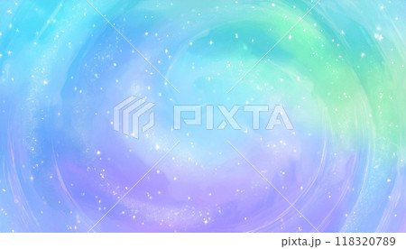 幻想的でキラキラした渦の水彩画イラスト背景 118320789