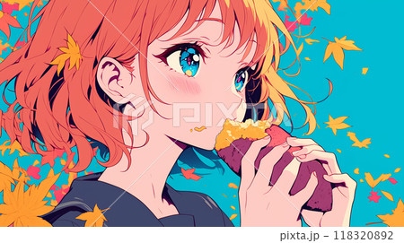 焼き芋を食べる可愛い女の子 118320892