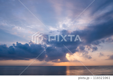 Sunset sky background,Landscape nature beautiful Light Sunset or sunrise over sea, Colorful clouds scenery sky,Amazing clouds and waves in sunset sky nature light cloud background 118321061