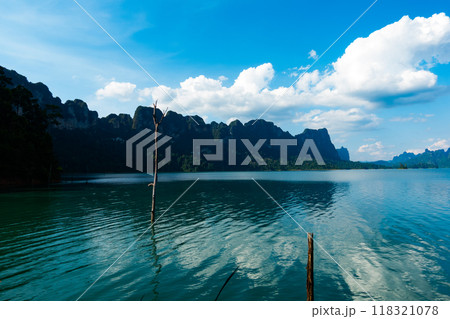 Tropical rainforest Mountain peak in Thailand, Beautiful archipelago islands Thailand Scenic mountains in the lake in Khao Sok National Park, Amazing nature landscape 118321078