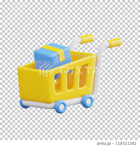 Shopping Cart 3D Illustrations 118321382