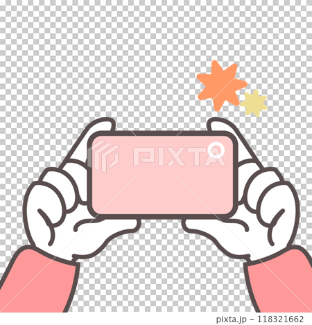 Illustration of a hand taking a picture with a smartphone Illustration of a hand taking a picture with a smartphone 118321662