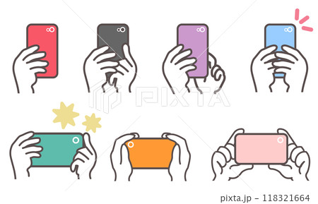 スマホで撮影するイラストセット 118321664