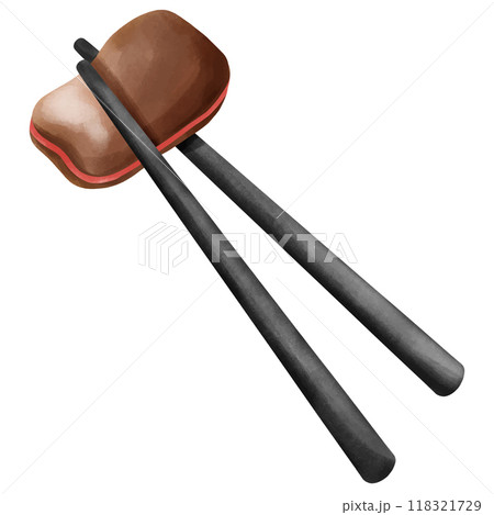 wooden chopsticks on a white background wooden chopsticks on a white background 118321729