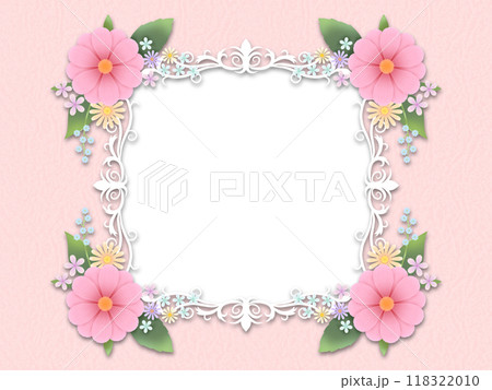 花のフレーム C-4 （影付き）のイラスト素材 [118322010] - PIXTA