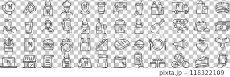 Monochrome food line icon set in vector Monochrome food line icon set in vector 118322109