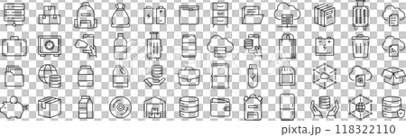 ベクターでモノクロのストレージの線画アイコンセット ベクターでモノクロのストレージの線画アイコンセット 118322110