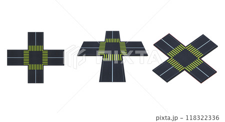 Traffic lines of zebra crossings, Asphalt marked on road, pedestrian zebra background, Crossroads of two roads with pedestrian paths, Transport logistic modern concept, zebra and signs at sidewalks Traffic lines of zebra crossings, Asphalt marked on road, pedestrian zebra background, Crossroads of two roads with pedestrian paths, Transport logistic modern concept, zebra and signs at sidewalks 118322336