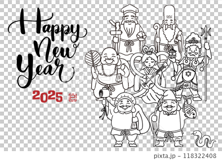 2025年巳年年賀状　シンプルでかわいい七福神のイラスト 118322408