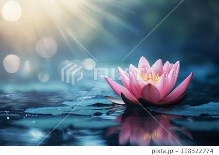 静寂の中の蓮の美しさ 118322774