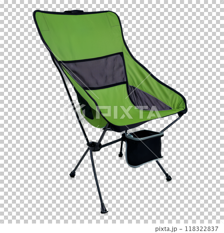 Portable folding camp chair with a mesh back and a built in cup holder set 118322837