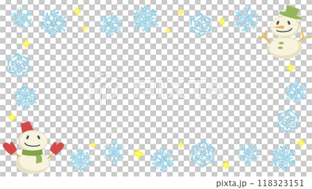 一個簡單的冬季框架,有雪人、雪花和火花(水平寬) 一個簡單的冬季框架,有雪人、雪花和火花(水平寬) 118323151