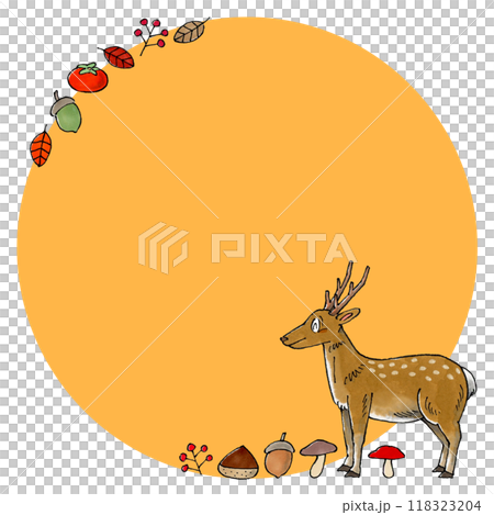 Deer and autumn plants copy space (orange) 118323204