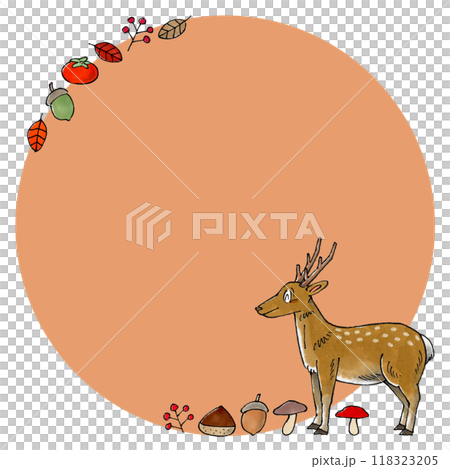 Deer and autumn plants copy space (brown) 118323205