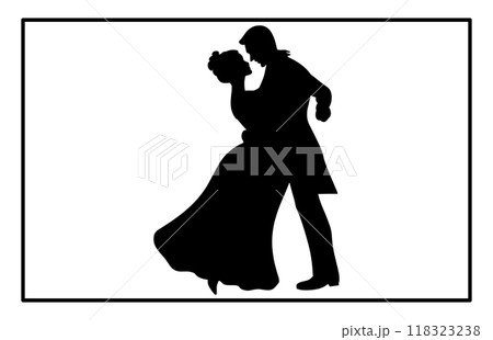 silhouettes of dancing couple, ballroom dancing, Couple dancing silhouette 118323238