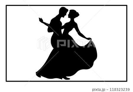 silhouettes of dancing couple, ballroom dancing, Couple dancing silhouette 118323239