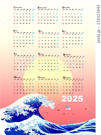 2025年の浮世絵風カレンダー 118323845