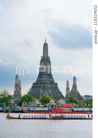 Thai Royal Barge Procession Rehearsal at Wat Arun 118324052