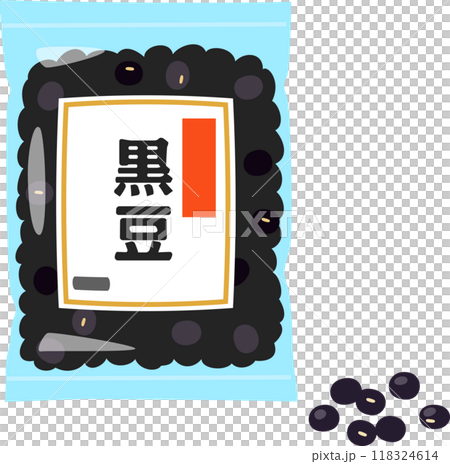 Bag of black beans, black soybeans 118324614