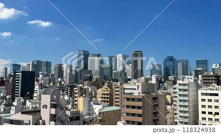 大阪市北区　天神橋六丁目から見た梅田のビル群　俯瞰 118324938