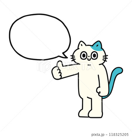 グッドサインをするゆかいな猫と吹き出し 118325205
