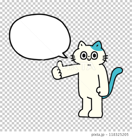 グッドサインをするゆかいな猫と吹き出し 118325205
