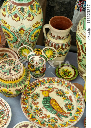 Ukrainian dishes. Clay ceramics. Old decor. Ukrainian dishes. Clay ceramics. Old decor. 118325257