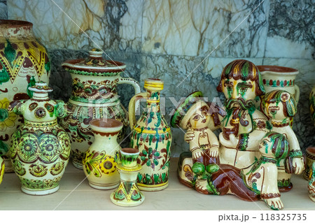 Ukrainian dishes. Clay ceramics. Old decor. Ukrainian dishes. Clay ceramics. Old decor. 118325735