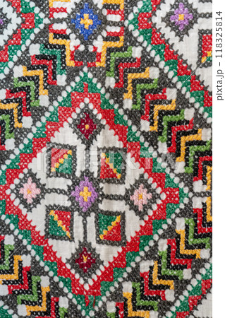 Embroidery Ukraine ornament Vyshyvanka Ukrainian cross stitch. Embroidery Ukraine ornament Vyshyvanka Ukrainian cross stitch. 118325814