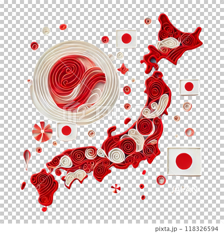 Japan map quilling paper art Japan map quilling paper art 118326594