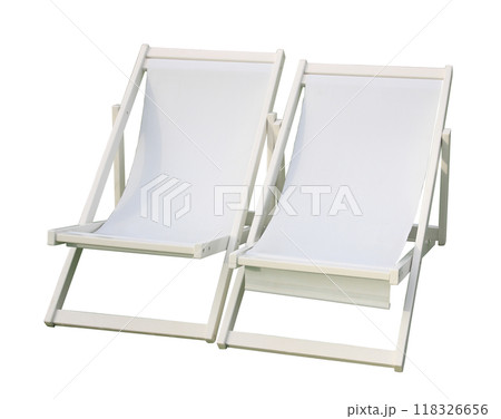 white beach deck canvas chair isolated on white background 118326656