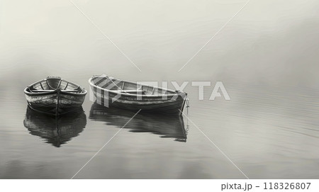Boats moored. Generative AI 118326807