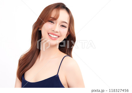 Beautiful young asian woman with clean fresh skin on white background, Face care, Facial treatment, Cosmetology, beauty and spa, Asian women portrait. Beautiful young asian woman with clean fresh skin on white background, Face care, Facial treatment, Cosmetology, beauty and spa, Asian women portrait. 118327456