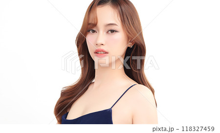 Beautiful young asian woman with clean fresh skin on white background, Face care, Facial treatment, Cosmetology, beauty and spa, Asian women portrait. Beautiful young asian woman with clean fresh skin on white background, Face care, Facial treatment, Cosmetology, beauty and spa, Asian women portrait. 118327459